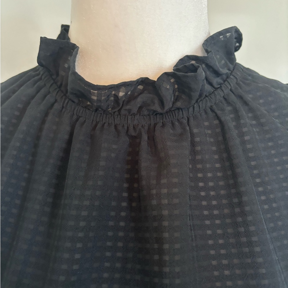 WHO WHAT WEAR Ruffle Checked Sleeveless Blouse - Picture 2 of 6